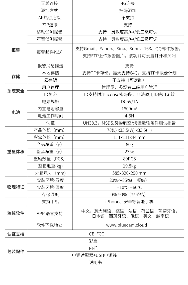WIFI/4G無線迷你電池攝像機低功耗涂鴉監控高清WJ13 迷你電池攝像機 第9張