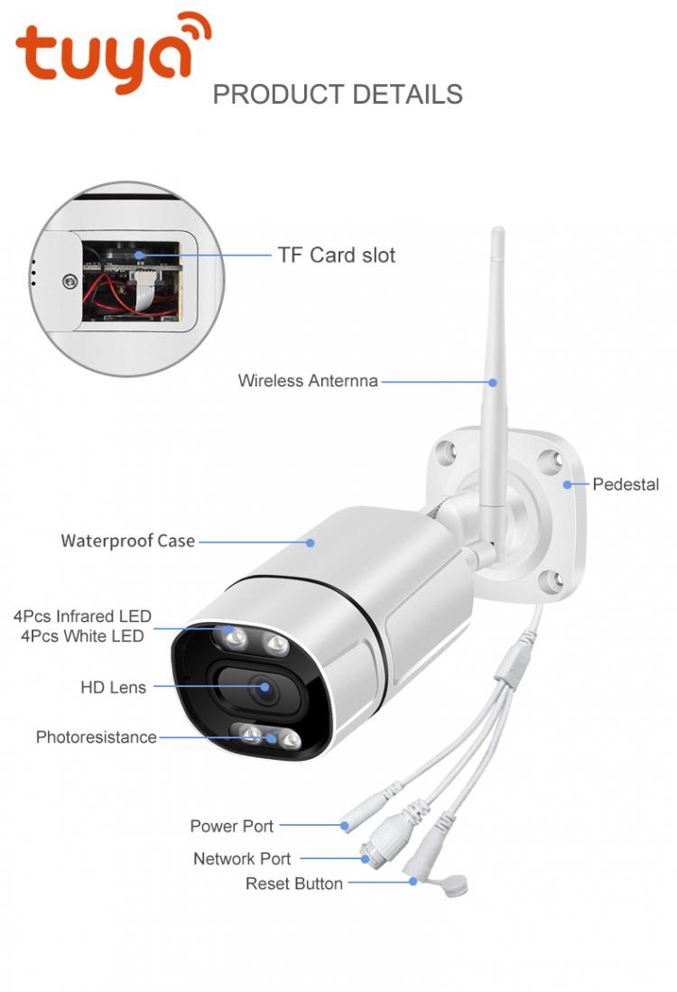 戶(hù)外防水WIFI槍機(jī)攝像頭tuya涂鴉高清監(jiān)控?cái)z像機(jī)IPCamera 室外防水?dāng)z像機(jī) 第2張
