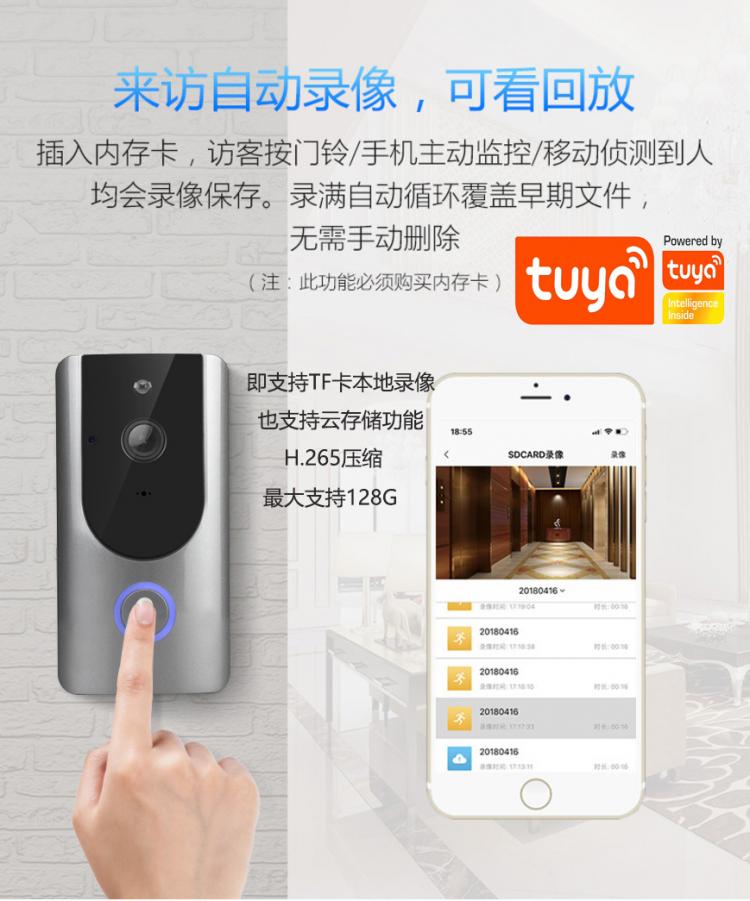 涂鴉智能低功耗電池可視門鈴DB601 tuya可視門鈴 第9張
