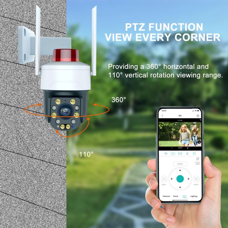 30倍變焦紅外夜視云臺高清5MP戶外防水球形攝像機帶報警燈手機遠程視頻4G+WIFI無線監控攝像頭 4G監控攝像機 第9張