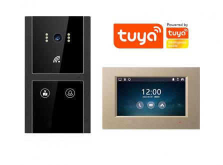 涂鴉智能別墅可視呼叫視頻對講套裝室內7寸觸摸屏主動監控tuya可視門鈴遠程開鎖對講門禁系統H5+7006