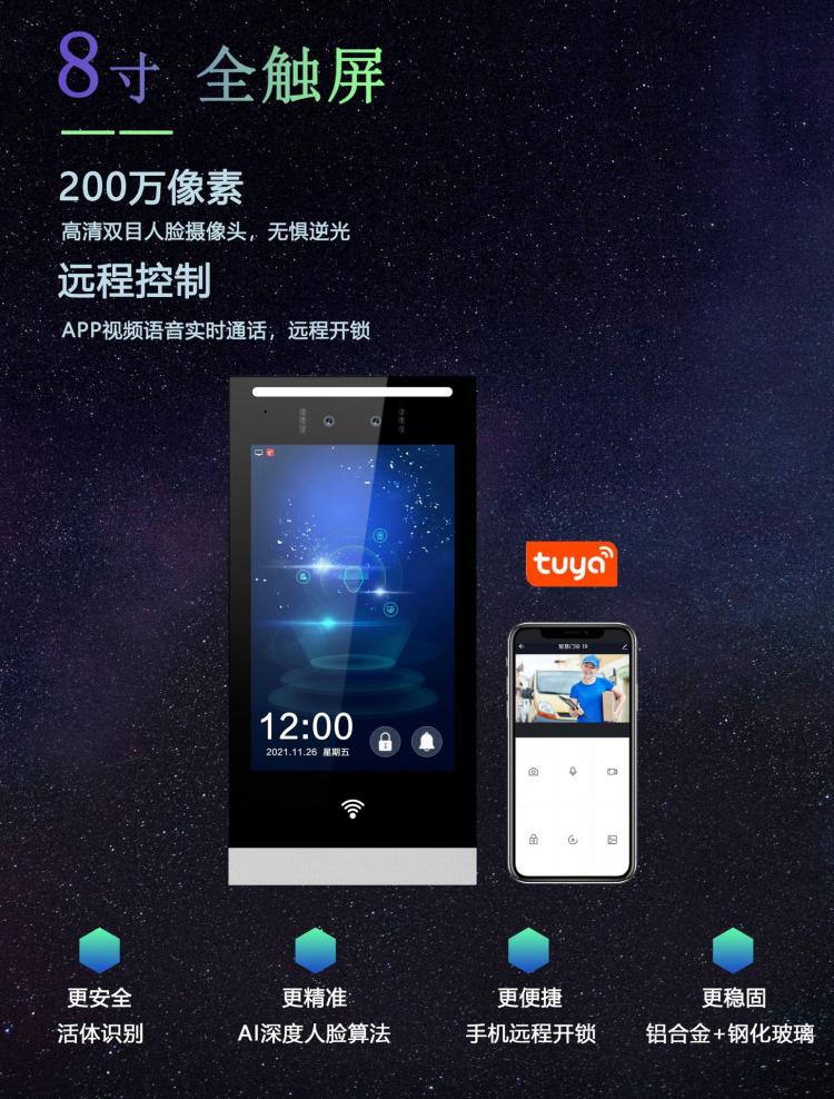 家家安養老院tuya人臉識別門禁開鎖涂鴉智能干休所療養院訪客呼叫可視對講機 品牌動態 第3張