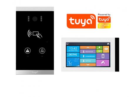 家家安高清7寸屏可視對講套裝一鍵呼叫涂鴉APP別墅樓宇可視門鈴機套裝H6+P7N