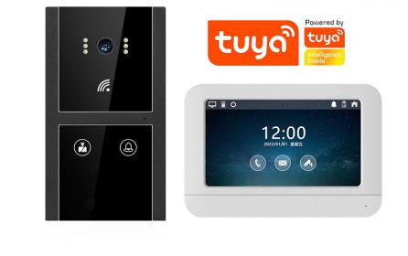 室內智慧屏tuya涂鴉智能樓宇可視對講主機聯動開鎖門禁白色H5+7008