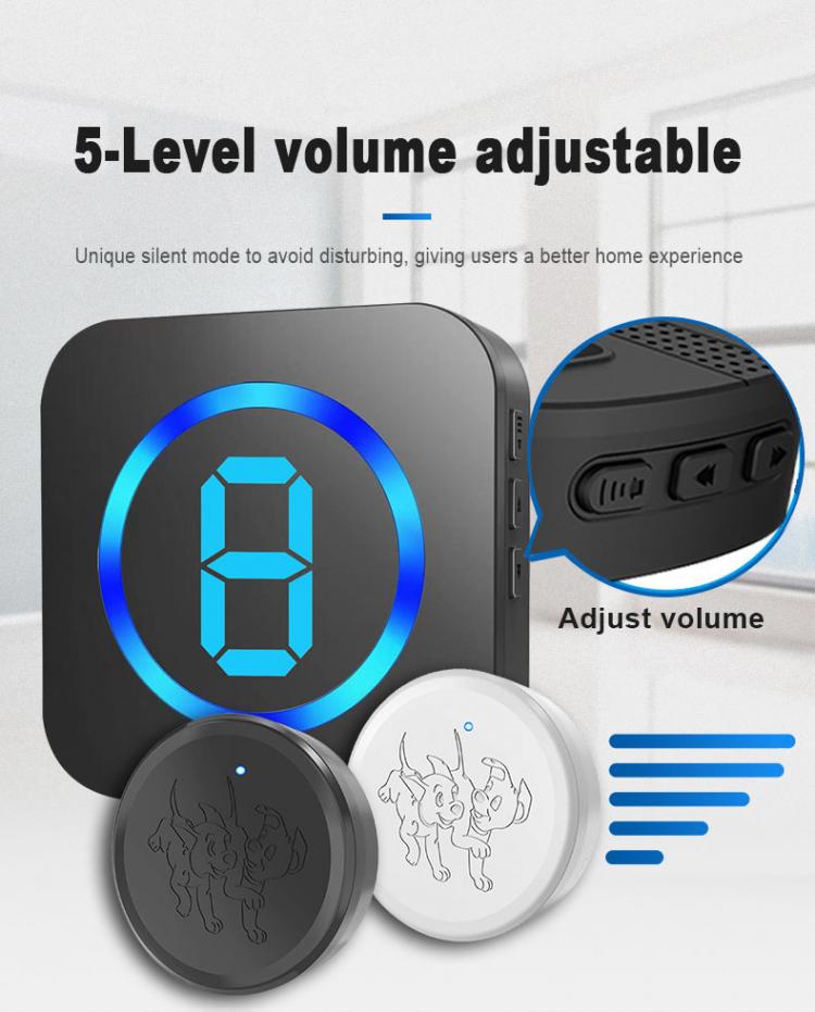 LED數(shù)顯多防區(qū)寵物觸摸門(mén)鈴套裝跨境防水無(wú)線老人SOS呼叫求助按鈕 交流供電門(mén)鈴 第11張